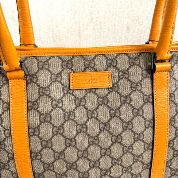 Authentic Gucci tote bag monogram coated canvas yellow trim - Picture 2 of 15
